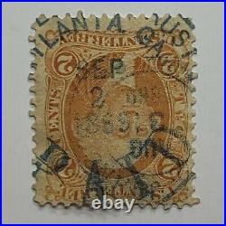 Us Revenue Stamp With Beautiful Blue Bold Paid Son Cancel Atlanta Ga 1869