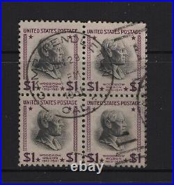 Us Sc#832b - Used, F/vf - Wmk Usir Block Of 4