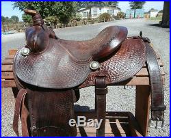 Used Balanced Ride Fallis Basket Stamp Saddle Silver Conchos Just cleaned/oiled