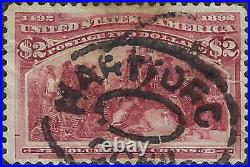 VEGAS 1893 Columbian $2 Sc# 242 -Good Centering Tear Right Edge Read