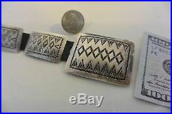 VINCENT JAMES PLATERO Navajo 17 stamped pc CONCHO BELT buckle Sterling Silver