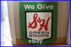 VINTAGE S&H GREEN STAMPS METAL SIGN-Great Shape! Look around and compare