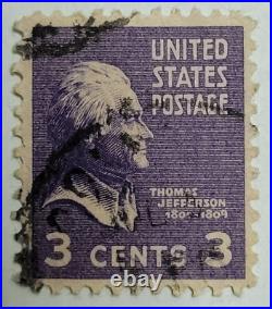 VINTAGE United States Postage Stamp THOMAS JEFFERSON (Purple 3 cent) 018