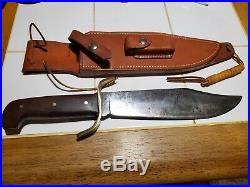 VINTAGE WESTERN W49 USA BOWIE KNIFE WithCUSTOM MADE SHEATH GUARD STAMPED 1966-68