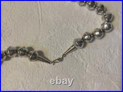 VTG 1960s Native American Navaho Sterling Hand Stamped Bench Bead Necklace 17