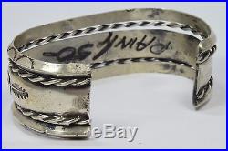 VTG Old Pawn Square Stock Hand Stamped Navajo. 925 Silver Cuff Bracelet