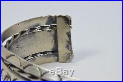 VTG Old Pawn Square Stock Hand Stamped Navajo. 925 Silver Cuff Bracelet