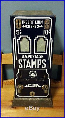 VTG Shipman Blue Porcelain Front 5 Cent & 10 Cent Stamp Machine Los Angeles, CA