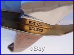 VTG WESTERN W49 BOWIE KNIFE GUARD STAMP BOULDER CO. USA With SHEATH VIETNAM ERA
