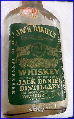 Very Nice 1955-60 Jack Daniels 1/2 pint Bottle with Green Labels and Stamps
