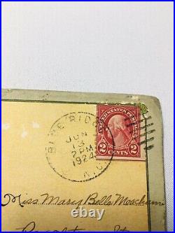 Vintage 1924 George Washington Red Stamp Two Cent Cancelled 1924 On Postcard