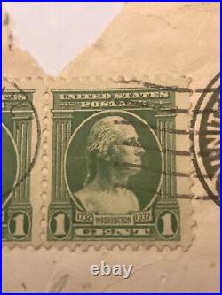 Vintage 1932 George Washington Stamps, 1 Dark Green Ben Franklin 1 Cent