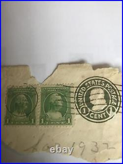 Vintage 1932 George Washington Stamps, 1 Dark Green Ben Franklin 1 Cent