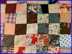 Vintage 1940's 50's 60's Hand Sewn Postage Stamp Quilt Top 81x 95