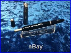 Vintage 1st yr Parker 51 India Black DJ Fountain Pen with Blue Diamond stamp BBL