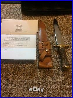 Vintage 60's RUANA 42B M Bowie Knife Butt Stamped/Stag/org. Sheath