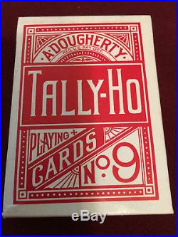 Vintage A DOUGHERTY TALLY-HO Tax Stamp Deck Playing Cards Red Circle Back