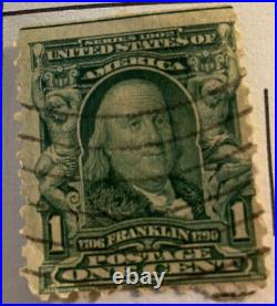 Vintage Ben Franklin 1 Cent Us Postage stamp 1902. Rare! Highly collectible