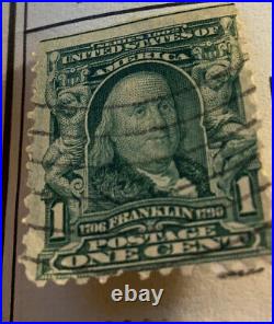 Vintage Ben Franklin 1 Cent Us Postage stamp 1902. Rare! Highly collectible