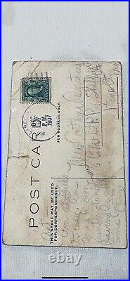 Vintage Ben Franklin 1 Cent Us Postage stamp 1902. Rare! On post card