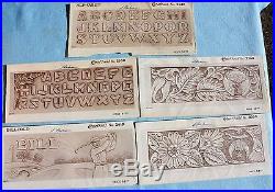 Vintage Craftool RBS Leather Stamps & Craftaid Plastic Templates Old Wooden Box