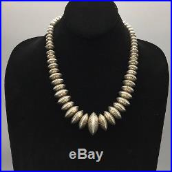 Vintage, EXTRA NICE Navajo Pearls Sterling Silver Beads, Hand Stamped Necklace