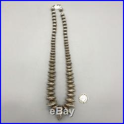 Vintage, EXTRA NICE Navajo Pearls Sterling Silver Beads, Hand Stamped Necklace