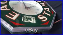 Vintage Eagle Stamps Octagon Shaped Large Neon Electric Wall Clock