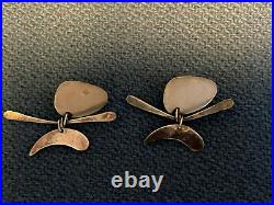 Vintage Ed Wiener Modernist Sterling Silver Kinetic Earrings Calder Pierced Ear
