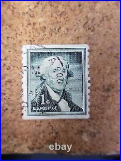 Vintage George Washington 1954 Dark Green 1 cent United States Stamp