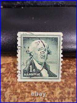 Vintage George Washington 1954 Dark Green 1 cent United States Stamp