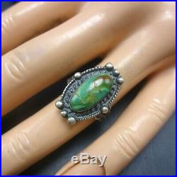 Vintage HARVEY ERA NAVAJO Hand-Stamped Sterling Silver TURQUOISE RING size 6.5