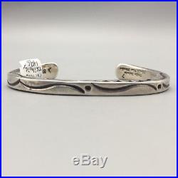 Vintage Hand-Stamped Sterling Silver Cuff Bracelet Navajo Orville Tsinnie