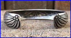 Vintage Hopi Stamped Sterling Silver Overlay Tribal Cuff Bracelet