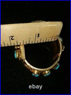 Vintage J TOADLENA HEAVY WATCH BAND BRACELET 12k Gold Filled Turquoise Navajo