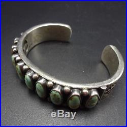 Vintage KIRK SMITH NAVAJO Stamped Sterling Silver & TURQUOISE Cuff BRACELET 71g