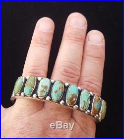 Vintage KIRK SMITH NAVAJO Stamped Sterling Silver & Turquoise Cuff Bracelet 83g