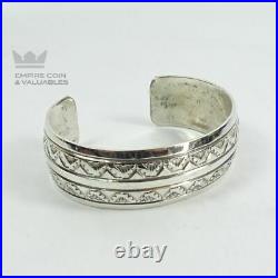 Vintage Marie Morgan Hand Stamped Sterling Silver Native American Cuff W1G4