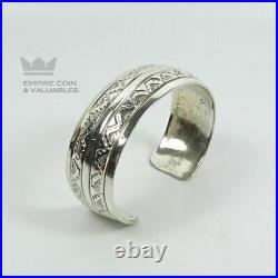 Vintage Marie Morgan Hand Stamped Sterling Silver Native American Cuff W1G4
