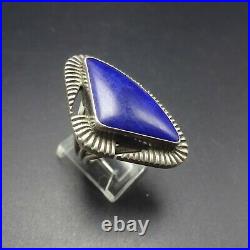 Vintage NAVAJO Chisel Stamped Sterling Silver BLUE LAPIS LAZULI RING size 6.25
