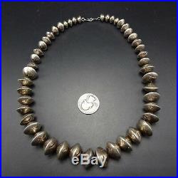 Vintage NAVAJO Hand-Stamped Sterling Silver Beads NAVAJO PEARLS NECKLACE 83.4g