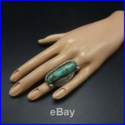 Vintage NAVAJO Hand-Stamped Sterling Silver EASTER BLUE TURQUOISE RING size 7.5