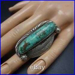 Vintage NAVAJO Hand-Stamped Sterling Silver EASTER BLUE TURQUOISE RING size 7.5