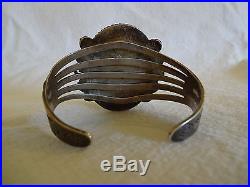 Vintage NAVAJO Hand-Stamped Sterling Silver & PETRIFIED WOOD Cuff BRACELET