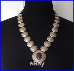 Vintage NAVAJO Hand Stamped Sterling Silver Pillow Beads & SUGILITE NECKLACE