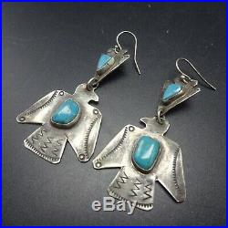 Vintage NAVAJO Hand-Stamped Sterling Silver THUNDERBIRD and ARROWHEAD EARRINGS