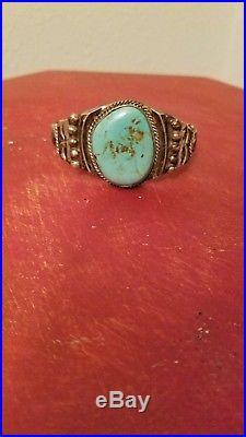Vintage NAVAJO Hand Stamped Sterling Silver & TURQUOISE Cuff BRACELET 28.7g