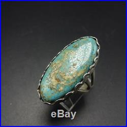 Vintage NAVAJO Hand Stamped Sterling Silver & TURQUOISE RING, size 7.75, 11.3g