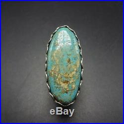 Vintage NAVAJO Hand Stamped Sterling Silver & TURQUOISE RING, size 7.75, 11.3g