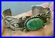 Vintage Native American Green Turquoise Stamped Sterling Silver Cuff Bracelet